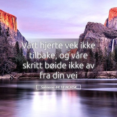 Picture 05 - Salmene 44:18 NORSK - Vårt hjerte vek ikke tilbake, og våre skritt - Bible Verse Picture