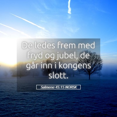 Picture 05 - Salmene 45:15 NORSK - De ledes frem med fryd og jubel, de går inn i - Bible Verse Picture
