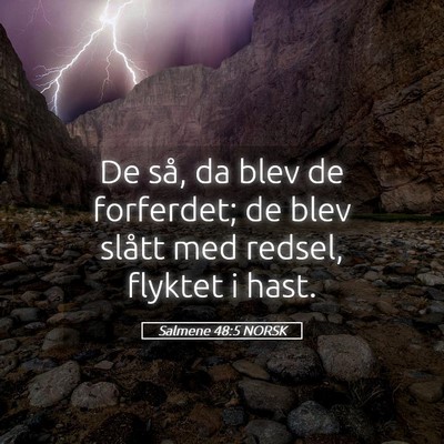 Picture 05 - Salmene 48:5 NORSK - De så, da blev de forferdet; de blev slått med - Bible Verse Picture