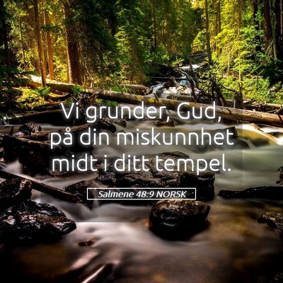 Picture 05 - Salmene 48:9 NORSK - Vi grunder, Gud, på din miskunnhet midt i ditt - Bible Verse Picture