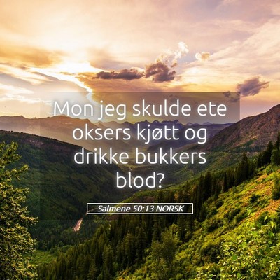 Picture 05 - Salmene 50:13 NORSK - Mon jeg skulde ete oksers kjøtt og drikke - Bible Verse Picture