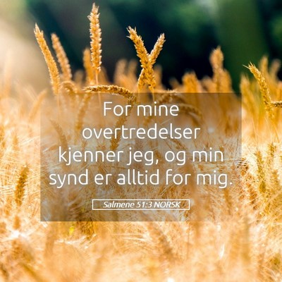 Picture 05 - Salmene 51:3 NORSK - For mine overtredelser kjenner jeg, og min synd - Bible Verse Picture