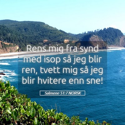 Picture 05 - Salmene 51:7 NORSK - Rens mig fra synd med isop så jeg blir ren, - Bible Verse Picture