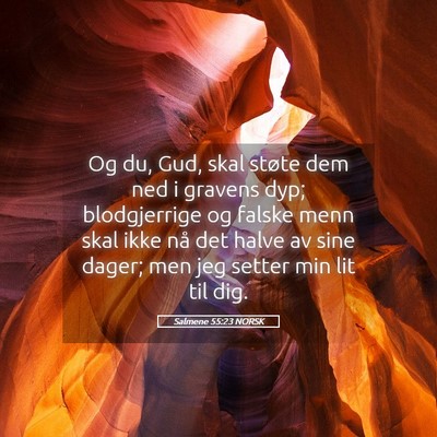 Picture 05 - Salmene 55:23 NORSK - Og du, Gud, skal støte dem ned i gravens dyp; - Bible Verse Picture