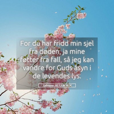 Picture 05 - Salmene 56:13 NORSK - For du har fridd min sjel fra døden, ja mine - Bible Verse Picture