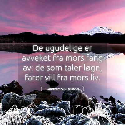 Picture 05 - Salmene 58:3 NORSK - De ugudelige er avveket fra mors fang av; de som - Bible Verse Picture