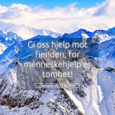 Picture 05 - Salmene 60:11 NORSK - Gi oss hjelp mot fienden, for menneskehjelp er - Bible Verse Picture