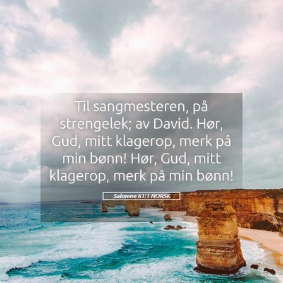 Picture 05 - Salmene 61:1 NORSK - Til sangmesteren, på strengelek; av David. Hør, - Bible Verse Picture