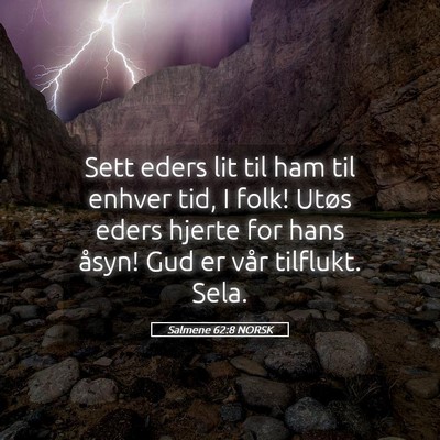 Picture 05 - Salmene 62:8 NORSK - Sett eders lit til ham til enhver tid, I folk! - Bible Verse Picture