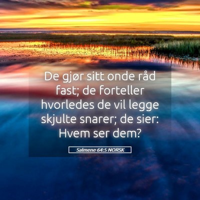 Picture 05 - Salmene 64:5 NORSK - De gjør sitt onde råd fast; de forteller - Bible Verse Picture