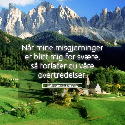 Picture 05 - Salmene 65:3 NORSK - Når mine misgjerninger er blitt mig for svære, - Bible Verse Picture