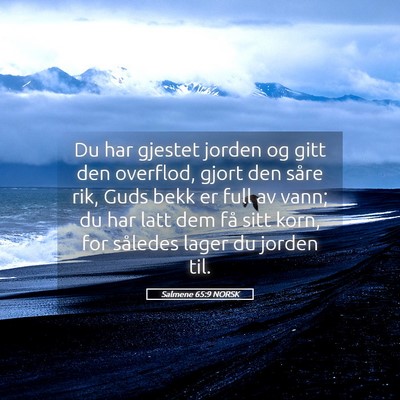 Picture 05 - Salmene 65:9 NORSK - Du har gjestet jorden og gitt den overflod, gjort - Bible Verse Picture