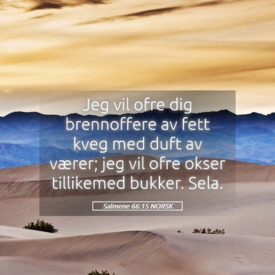 Picture 05 - Salmene 66:15 NORSK - Jeg vil ofre dig brennoffere av fett kveg med - Bible Verse Picture