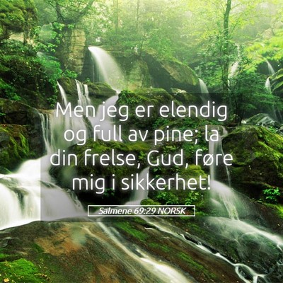 Picture 05 - Salmene 69:29 NORSK - Men jeg er elendig og full av pine; la din - Bible Verse Picture