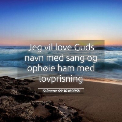 Picture 05 - Salmene 69:30 NORSK - Jeg vil love Guds navn med sang og ophøie ham - Bible Verse Picture