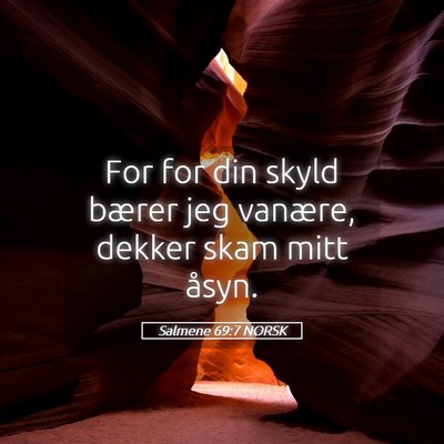 Picture 05 - Salmene 69:7 NORSK - For for din skyld bærer jeg vanære, dekker skam - Bible Verse Picture
