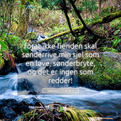Picture 05 - Salmene 7:2 NORSK - forat ikke fienden skal sønderrive min sjel som - Bible Verse Picture