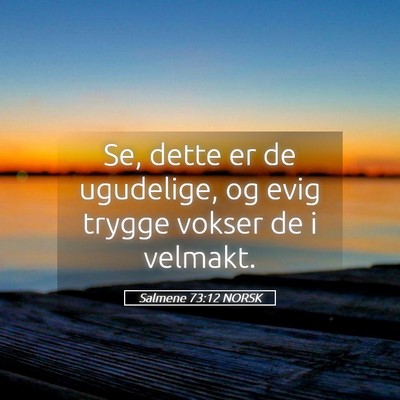 Picture 05 - Salmene 73:12 NORSK - Se, dette er de ugudelige, og evig trygge vokser - Bible Verse Picture