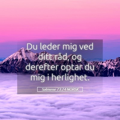 Picture 05 - Salmene 73:24 NORSK - Du leder mig ved ditt råd, og derefter optar du - Bible Verse Picture