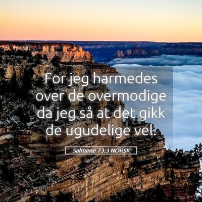 Picture 05 - Salmene 73:3 NORSK - For jeg harmedes over de overmodige da jeg så at - Bible Verse Picture