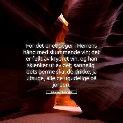 Picture 05 - Salmene 75:8 NORSK - For det er et beger i Herrens hånd med skummende - Bible Verse Picture