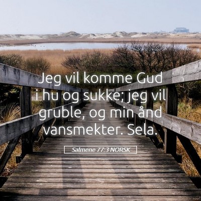 Picture 05 - Salmene 77:3 NORSK - Jeg vil komme Gud i hu og sukke; jeg vil gruble, - Bible Verse Picture