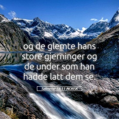 Picture 05 - Salmene 78:11 NORSK - og de glemte hans store gjerninger og de under - Bible Verse Picture