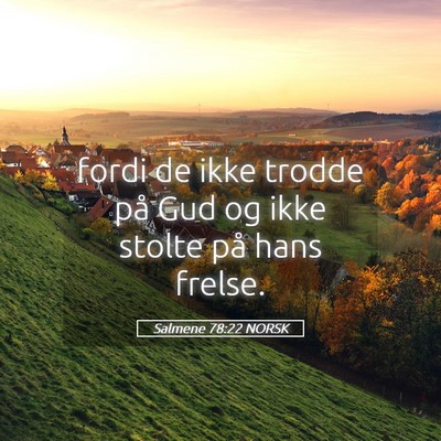 Picture 05 - Salmene 78:22 NORSK - fordi de ikke trodde på Gud og ikke stolte på - Bible Verse Picture