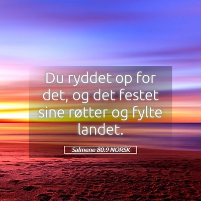 Picture 05 - Salmene 80:9 NORSK - Du ryddet op for det, og det festet sine røtter - Bible Verse Picture