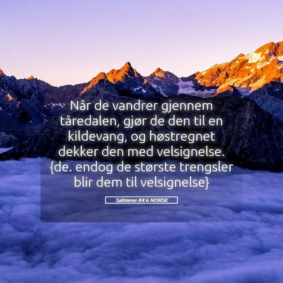 Picture 05 - Salmene 84:6 NORSK - Når de vandrer gjennem tåredalen, gjør de den - Bible Verse Picture