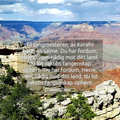 Picture 05 - Salmene 85:1 NORSK - Til sangmesteren; av Korahs barn; en salme. Du - Bible Verse Picture
