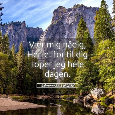 Picture 05 - Salmene 86:3 NORSK - Vær mig nådig, Herre! for til dig roper jeg - Bible Verse Picture