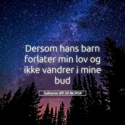 Picture 05 - Salmene 89:30 NORSK - Dersom hans barn forlater min lov og ikke vandrer - Bible Verse Picture