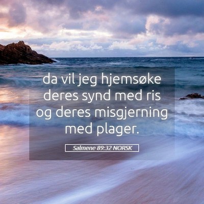 Picture 05 - Salmene 89:32 NORSK - da vil jeg hjemsøke deres synd med ris og deres - Bible Verse Picture