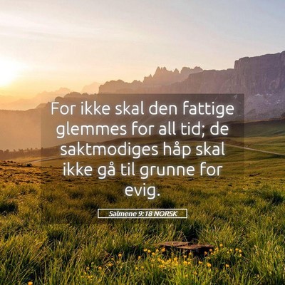 Picture 05 - Salmene 9:18 NORSK - For ikke skal den fattige glemmes for all tid; de - Bible Verse Picture