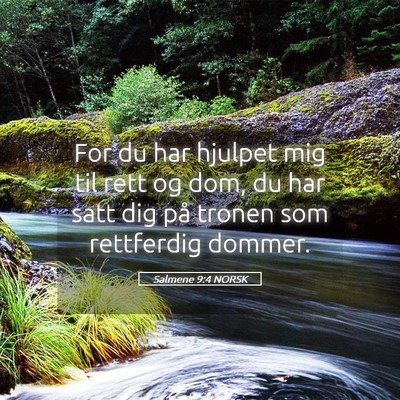 Picture 05 - Salmene 9:4 NORSK - For du har hjulpet mig til rett og dom, du har - Bible Verse Picture