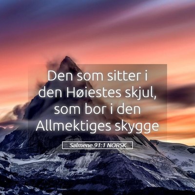 Picture 05 - Salmene 91:1 NORSK - Den som sitter i den Høiestes skjul, som bor i - Bible Verse Picture