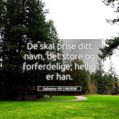 Picture 05 - Salmene 99:3 NORSK - De skal prise ditt navn, det store og - Bible Verse Picture