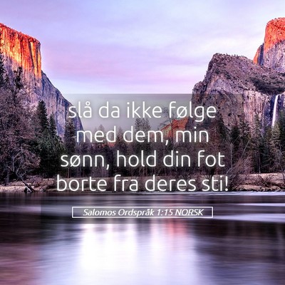 Picture 05 - Salomos Ordspråk 1:15 NORSK - slå da ikke følge med dem, min sønn, hold din - Bible Verse Picture