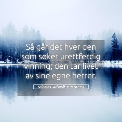 Picture 05 - Salomos Ordspråk 1:19 NORSK - Så går det hver den som søker urettferdig - Bible Verse Picture