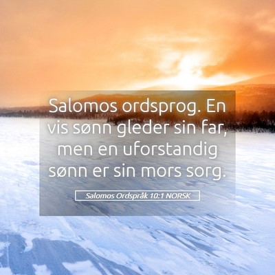 Picture 05 - Salomos Ordspråk 10:1 NORSK - Salomos ordsprog. En vis sønn gleder sin far, - Bible Verse Picture