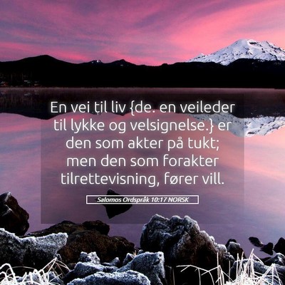 Picture 05 - Salomos Ordspråk 10:17 NORSK - En vei til liv {de. en veileder til lykke og - Bible Verse Picture