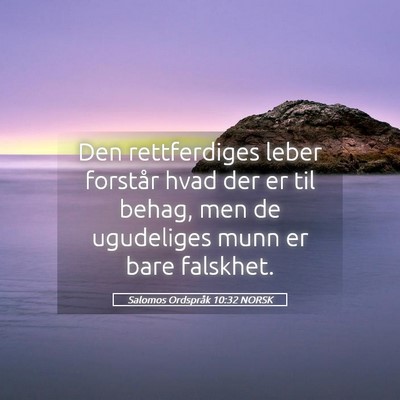 Picture 05 - Salomos Ordspråk 10:32 NORSK - Den rettferdiges leber forstår hvad der er til - Bible Verse Picture