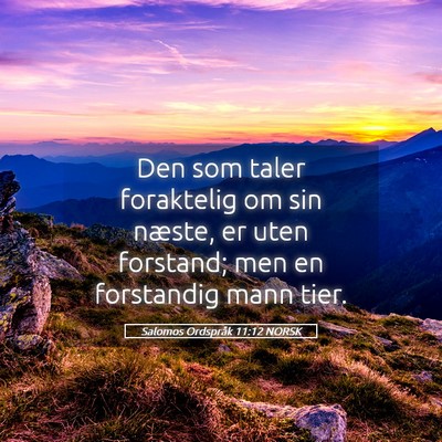 Picture 05 - Salomos Ordspråk 11:12 NORSK - Den som taler foraktelig om sin næste, er uten - Bible Verse Picture