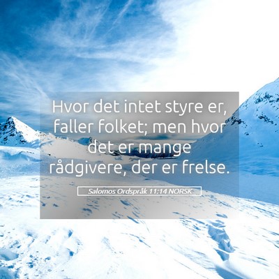 Picture 05 - Salomos Ordspråk 11:14 NORSK - Hvor det intet styre er, faller folket; men hvor - Bible Verse Picture