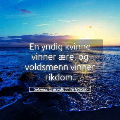 Picture 05 - Salomos Ordspråk 11:16 NORSK - En yndig kvinne vinner ære, og voldsmenn vinner - Bible Verse Picture