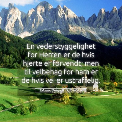 Picture 05 - Salomos Ordspråk 11:20 NORSK - En vederstyggelighet for Herren er de hvis hjerte - Bible Verse Picture