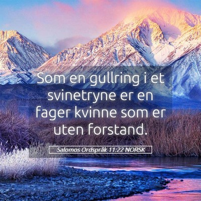 Picture 05 - Salomos Ordspråk 11:22 NORSK - Som en gullring i et svinetryne er en fager - Bible Verse Picture