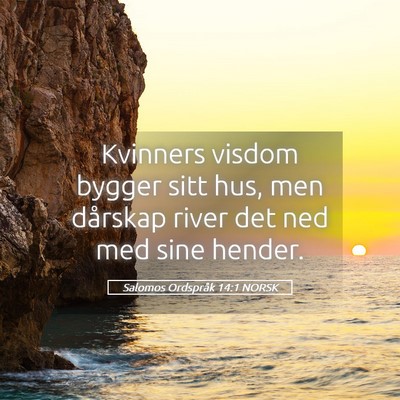 Picture 05 - Salomos Ordspråk 14:1 NORSK - Kvinners visdom bygger sitt hus, men dårskap - Bible Verse Picture