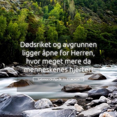 Picture 05 - Salomos Ordspråk 15:11 NORSK - Dødsriket og avgrunnen ligger åpne for Herren, - Bible Verse Picture